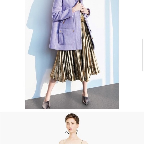 J. Crew / NWT Collection Pleated Gold Lamé Midi Dress Hollywood GLAM FLApper 12 - Picture 4 of 12